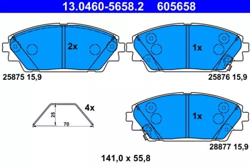 ATE Brake Pad Set, disc brake (13.0460-5658.2)