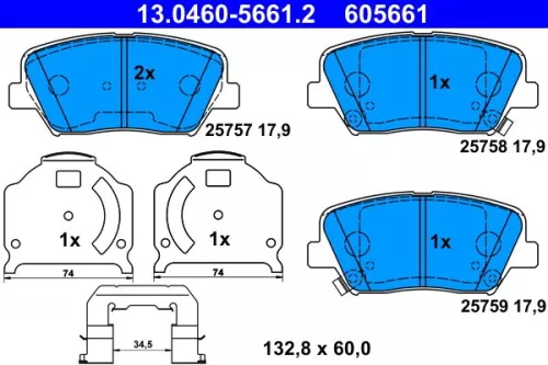 ATE Brake Pad Set, disc brake (13.0460-5661.2)