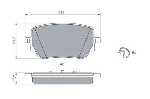 BOSCH Brake Pad Set, disc brake (0986424890)