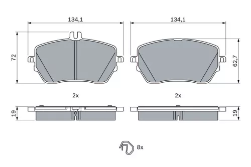 BOSCH Brake Pad Set, disc brake (0986424887)