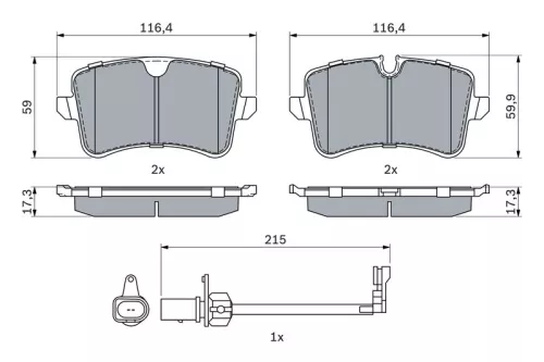 BOSCH Brake Pad Set, disc brake (0986494916)