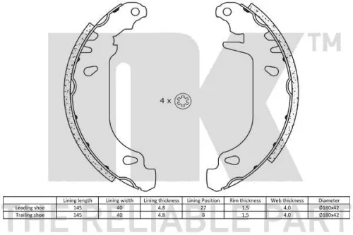 NK Brake Shoe Set (2739476)