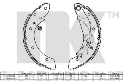 NK Brake Shoe Set (2739599)