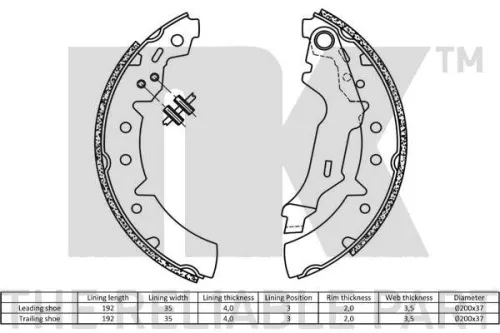 NK Brake Shoe Set (2745660)