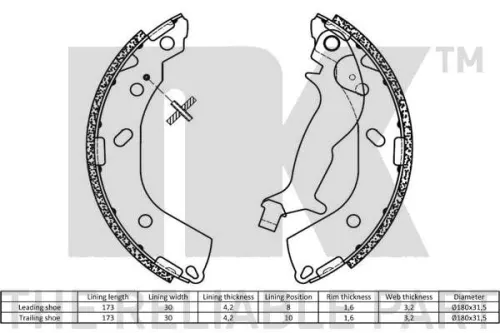 NK Brake Shoe Set (2734737)