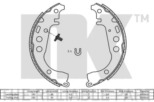 NK Brake Shoe Set (2745617)