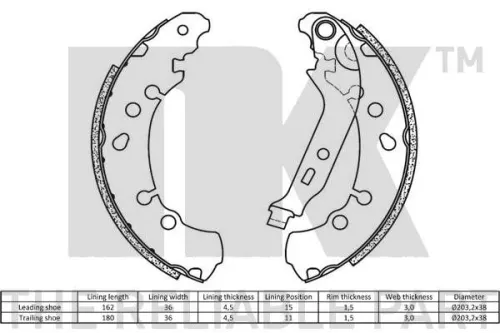 NK Brake Shoe Set (2745781)
