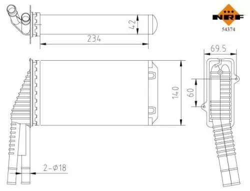 NRF Heat Exchanger, interior heating (54374)