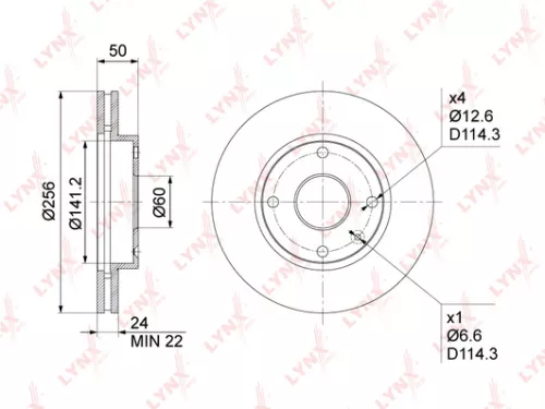 LYNXAUTO Brake disc, front (256x24) (BN-1013)