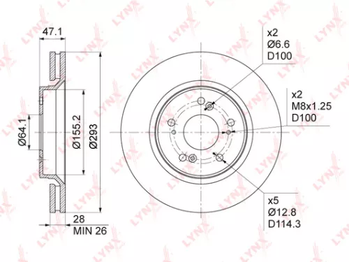 LYNXAUTO Brake disc, front (293x28) (BN-1039)