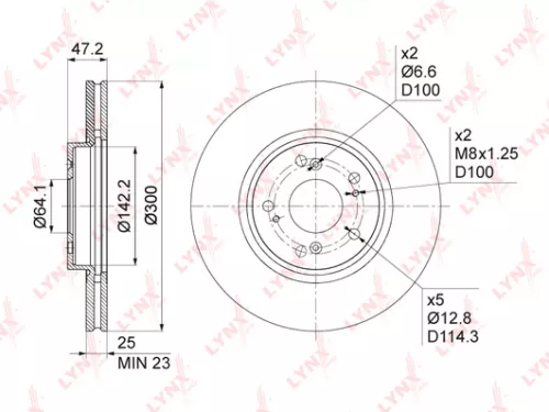 LYNXAUTO Brake disc, front (300x25) (BN-1040)