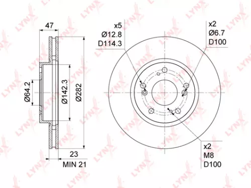 LYNXAUTO Brake disc, front (282x23) (BN-1045)