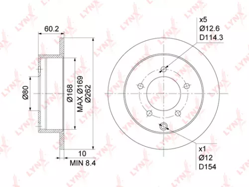 LYNXAUTO Brake disc, rear (262x10) (BN-1086)