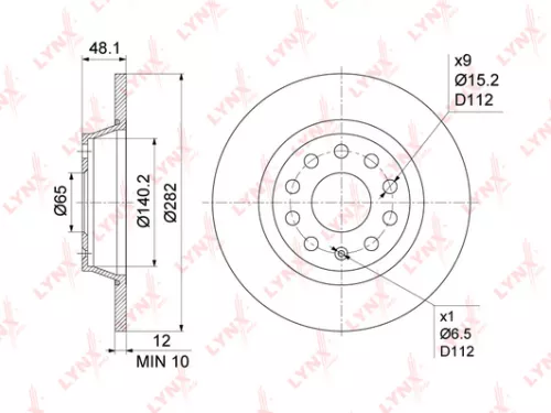 LYNXAUTO Brake disc, rear (282x12) (BN-1198)