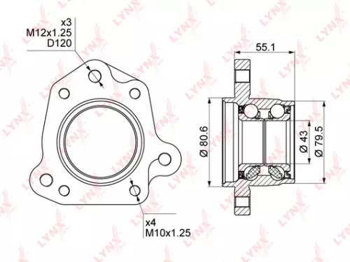 LYNXAUTO Wheel bearing, rear (WB-1009)
