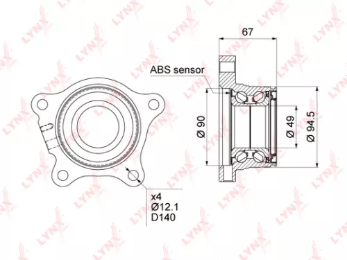 LYNXAUTO Wheel bearing, rear (WB-1491)