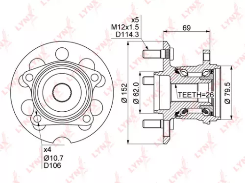 LYNXAUTO Wheel Hub (WH-1076)